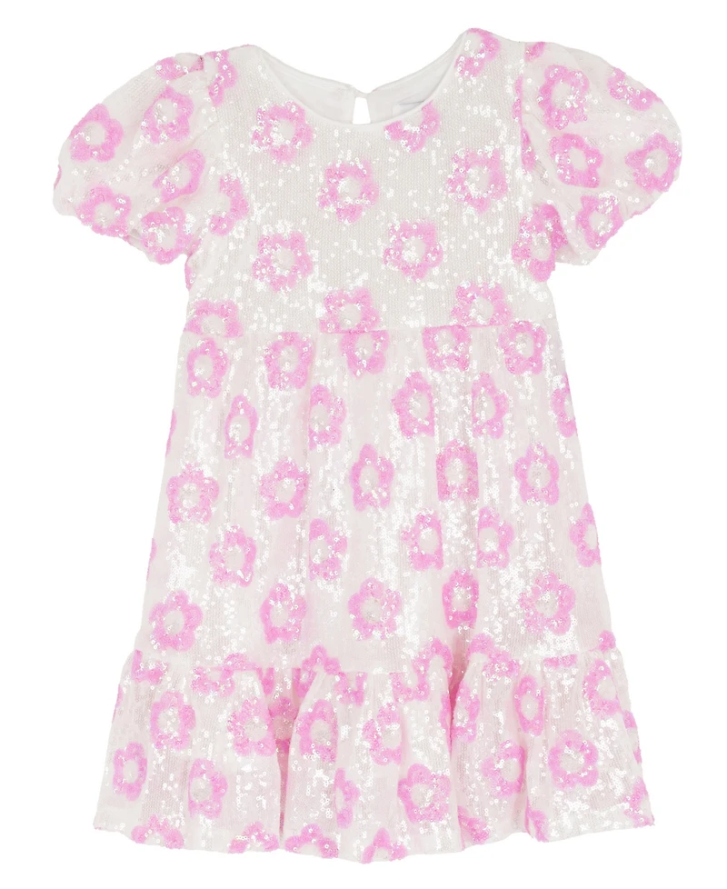 Rare Editions Girls 2T-6X Flower Pattern Short-Sleeve Dress