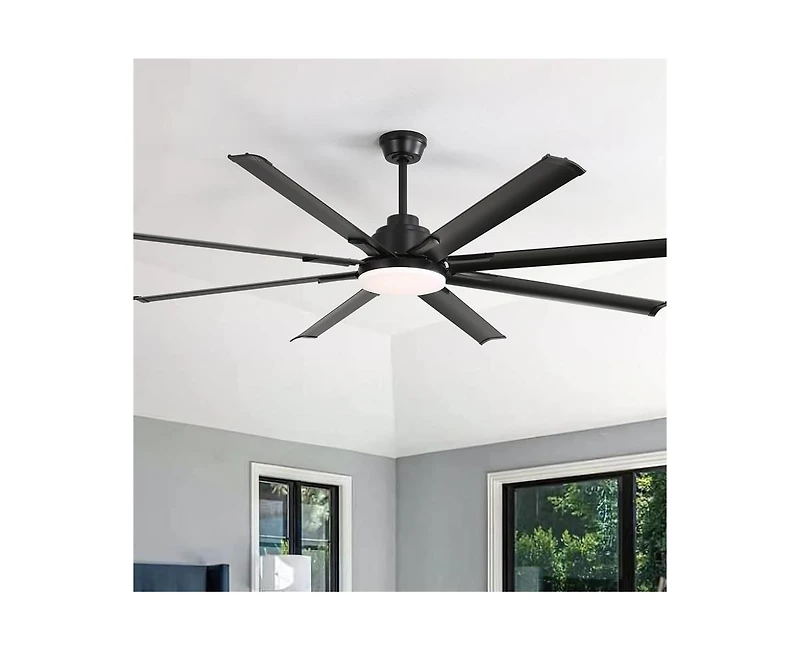 84-inch Modern Standard Black 8-Blade Led Ceiling Fan with Remote and Intelligent Control and Voice Function