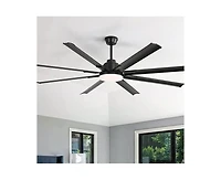84-inch Modern Standard Black 8-Blade Led Ceiling Fan with Remote and Intelligent Control and Voice Function