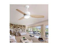 Sofucor 46-inch Modern White 3-blade Ceiling Fan with Led Light with Six-speed Remote Control