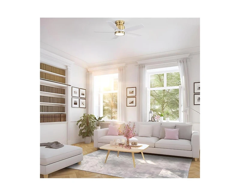 Sofucor 42-inch Modern Golden 5-Blade Ceiling Fan With 6-Speed Adjustable Wind Speed and Light Kit