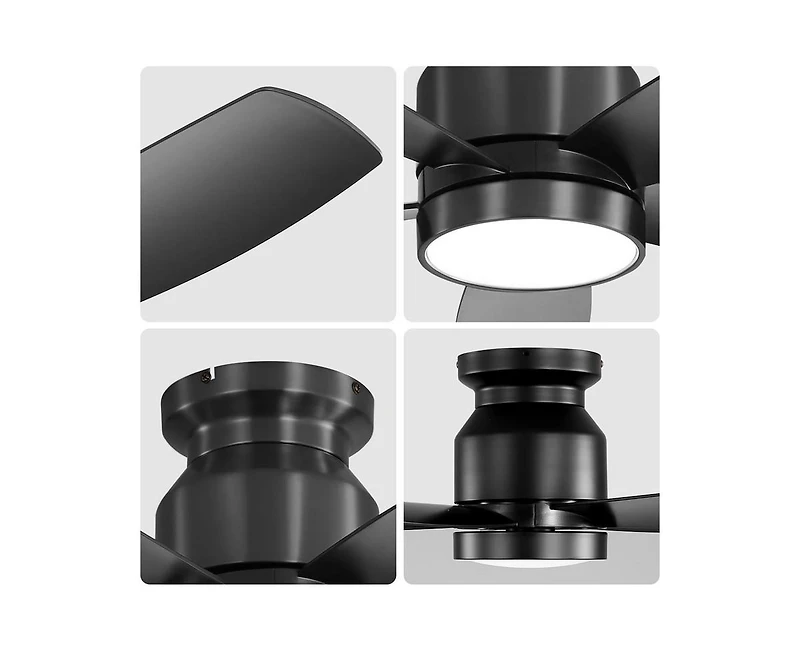 42-inch Modern Black 5-Blade Ceiling Fan With 6-Speed Adjustable Wind Speed and Light Kit