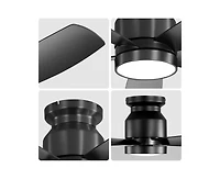 42-inch Modern Black 5-Blade Ceiling Fan With 6-Speed Adjustable Wind Speed and Light Kit