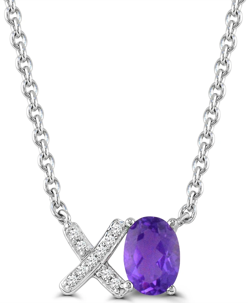 Created Pink Sapphire (7/8 ct. t.w) and White 'Xo' Love Necklace Sterling Silver