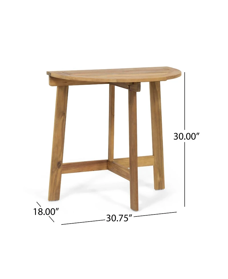 Streamdale Furniture Outdoor Acacia Wood 3 Piece Half Round Folding Bistro Set Natural