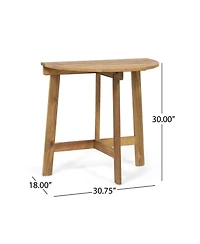 Streamdale Furniture Outdoor Acacia Wood 3 Piece Half Round Folding Bistro Set Natural