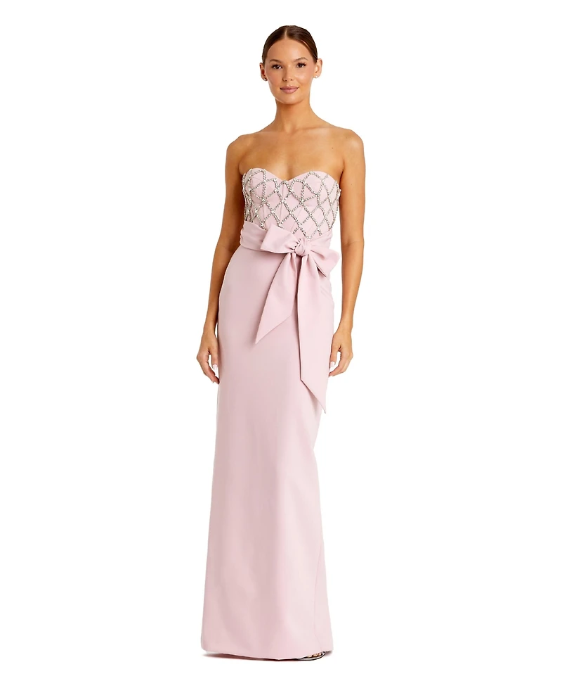 Mac Duggal Women's Strapless Embellished Crepe Gown With Bow