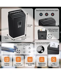Bonsaii 10-Sheet Cross Cut Paper Shredder, 5.5 Gal Home Office Heavy Duty Shredder for Credit Card, Staple, Clip with Transparent Window