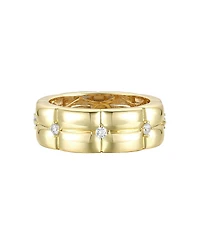14k Gold Plated Sterling Silver with Cubic Zirconia Double Weave Band Ring