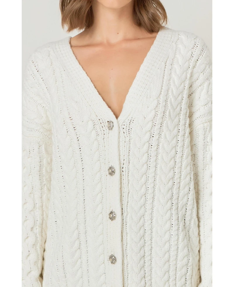 endless rose Women's Oversized Cable Knit Cardigan