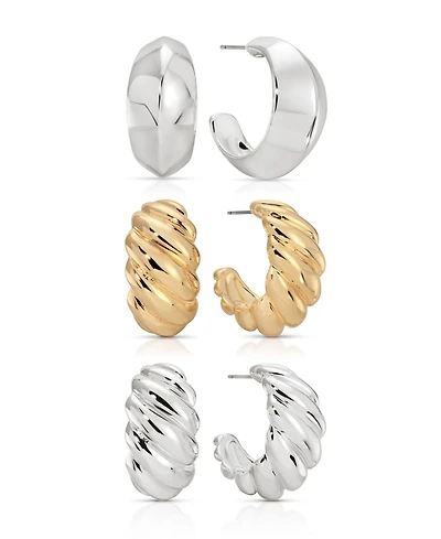 Ettika Two-Tone Essential Hoop Earring Set