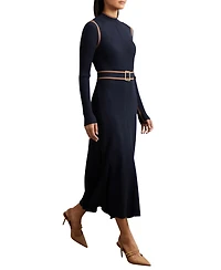 Reiss Women's Color-Block Rib-Knit Midi Dress
