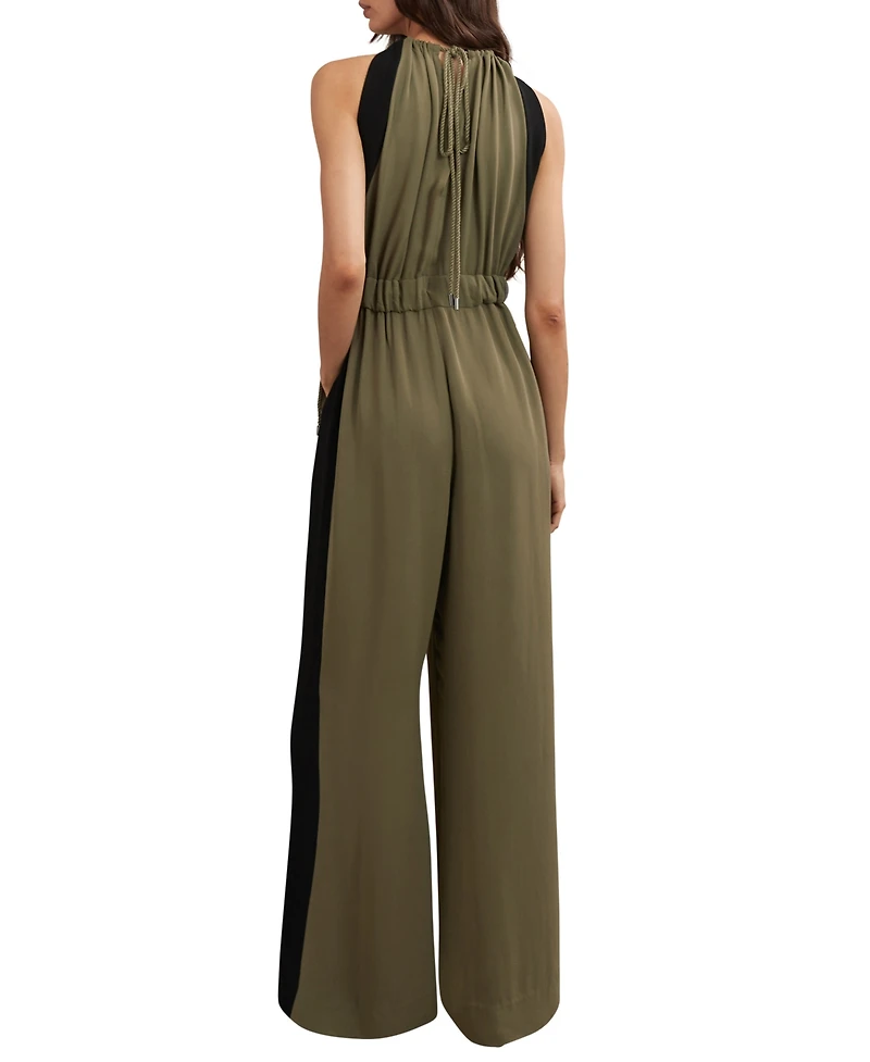 Reiss Color Block Gathered Wide-Leg Jumpsuit