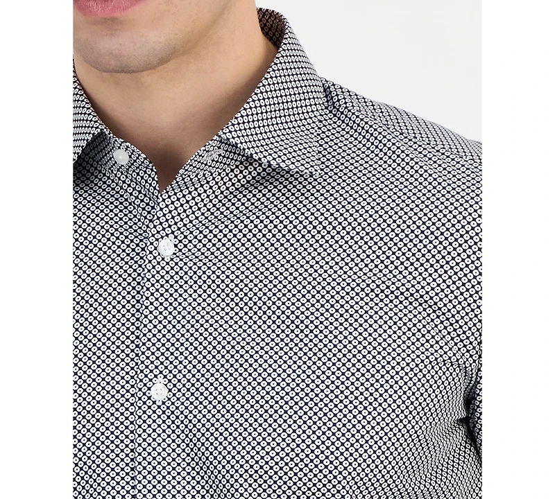 Men's Modern-Fit Circle Print Dress Shirt