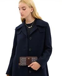 Coach Essential Signature Canvas Slim Accordion Zip Wallet
