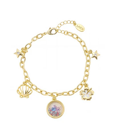 Disney Stitch and Angel Cubic Zirconia and Crystal Charm Bracelet