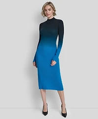 Dkny Women's Long-Sleeve Crewneck Dip Dye Sweater Dress