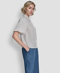 Dkny Women's Short-Sleeve Park Satin Top