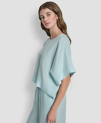 Dkny Linen Drop Shoulder Short Sleeve Top