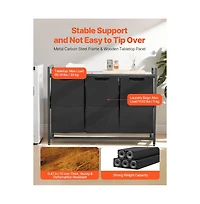 Slickblue Laundry Sorter Cart with 3 Bags, Metal Frame, and Wood Top