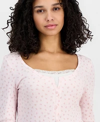 Hippie Rose Juniors' Lace Two-Fer Long-Sleeve Top