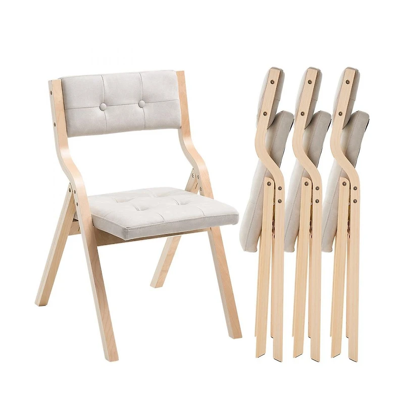 Slickblue Wooden Folding Chairs Set of 4 with Comfortable Cushions