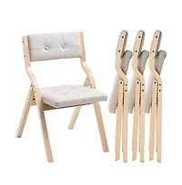 Slickblue Wooden Folding Chairs Set of 4 with Comfortable Cushions