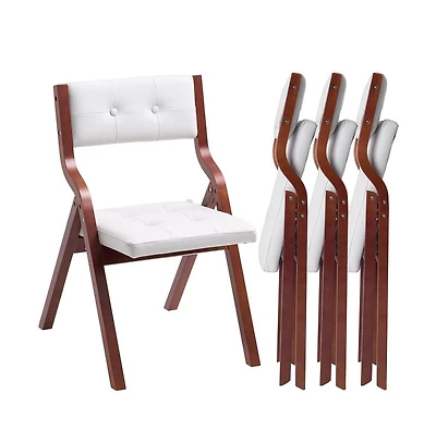 Slickblue Wooden Folding Chairs Set of 4 with Comfortable Cushions