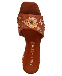 Anne Klein Women's Dolls Embroidered Raffia Block Heel Sandals