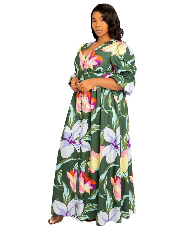helsi clara puff-sleeve appliqu a-line maxi dress CLARA Helsi