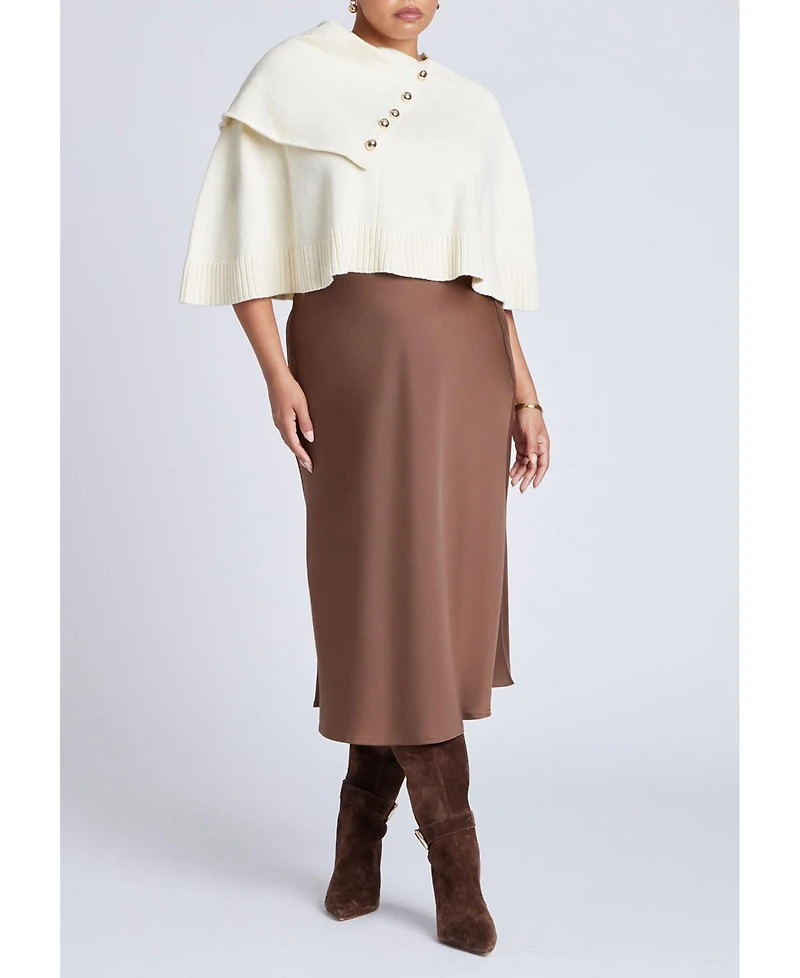 Eloquii Women's Plus Button Detail Sweater Poncho