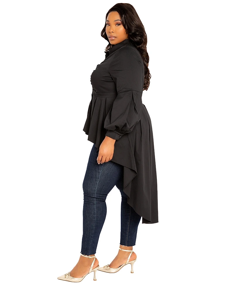 Buxom Couture Plus High-low Peplum Blouse
