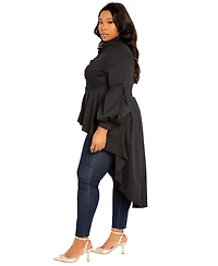 Buxom Couture Plus High-low Peplum Blouse