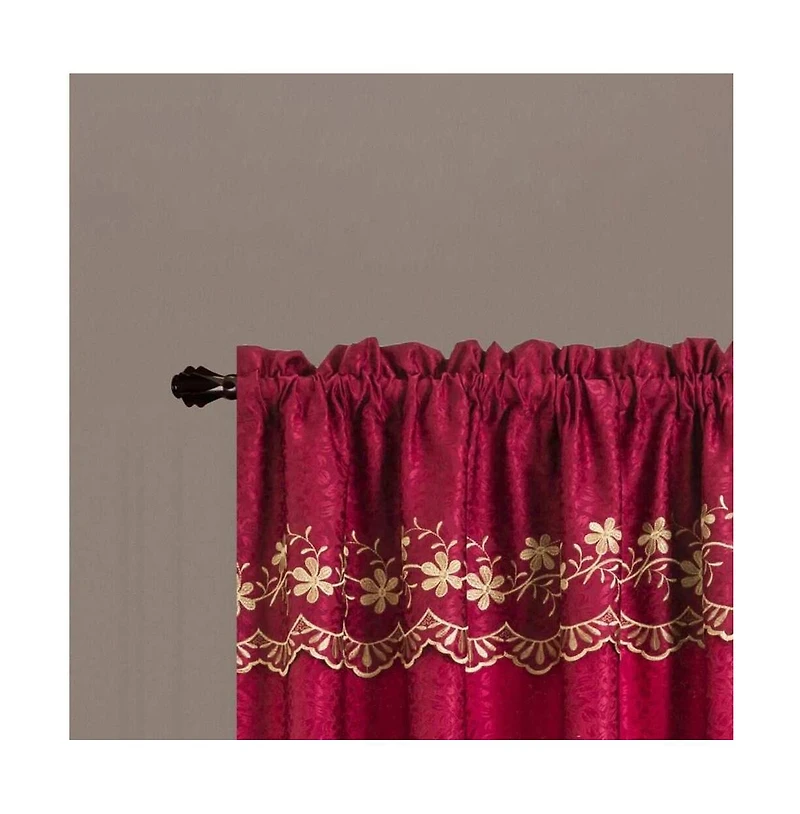 Rt Designers Collection Alisa Macrame Rod Pocket Window Room Darkening Panel 54" x 84" Burgundy