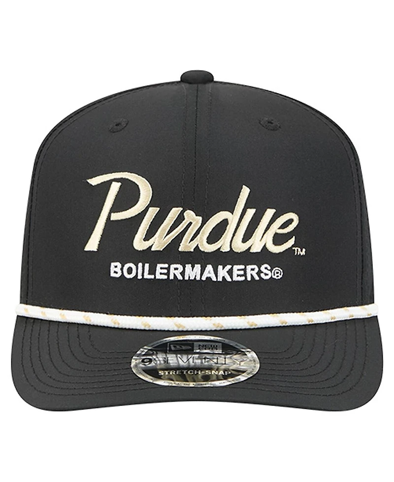 New Era Men's Black Purdue Boilermakers Script Performance Rope 9SEVENTY Adjustable Hat