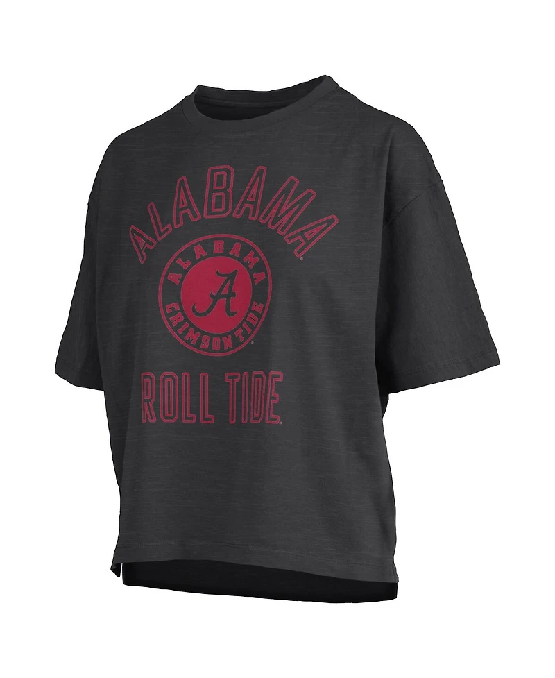 Pressbox Women's Black Alabama Crimson Tide Motley Crew Bishop Waist Length Oversized T-Shirt