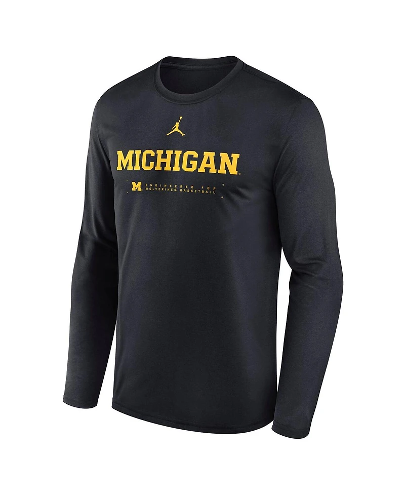 Jordan Men's Navy Michigan Wolverines 2025 Courtside Basketball Shootaround Legend Dri-fit Long Sleeve T-Shirt