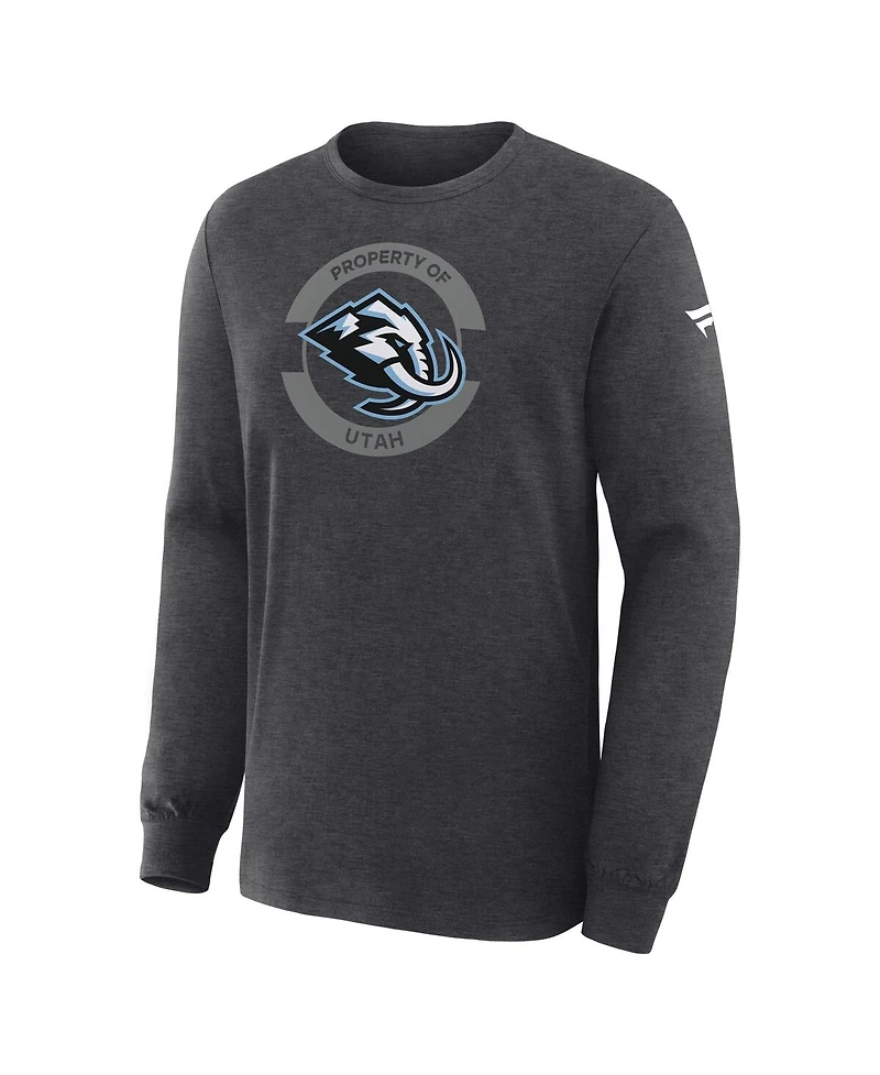 Fanatics Men's Charcoal Utah Mammoth Authentic Pro Property Of Practice Long Sleeve T-Shirt