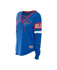 New Era Women's Royal Buffalo Bills Throwback Lace-Up Long-Sleeve T-Shirt
