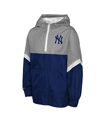 Mitchell & Ness Men's Navy/Gray New York Yankees Lightweight Anorak Half-Zip Hoodie