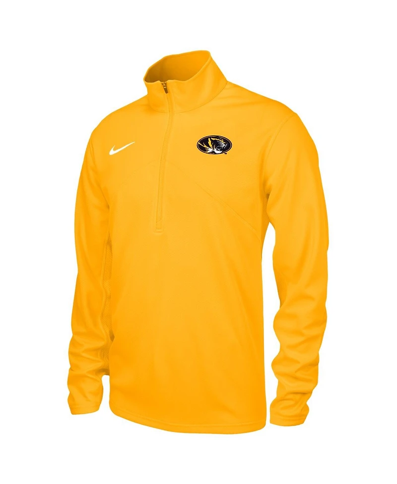 Nike Men's Gold Missouri Tigers Rush Dri-fit Quarter-Zip Long Sleeve Sweatshirt