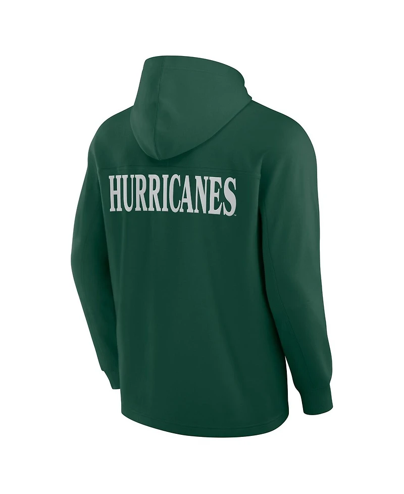Fanatics Men's Green Miami Hurricanes Blaze Tri-Blend Pullover Hoodie