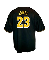 Profile Men's LeBron James Black Los Angeles Lakers Big Tall Name Number Button-Up Jersey