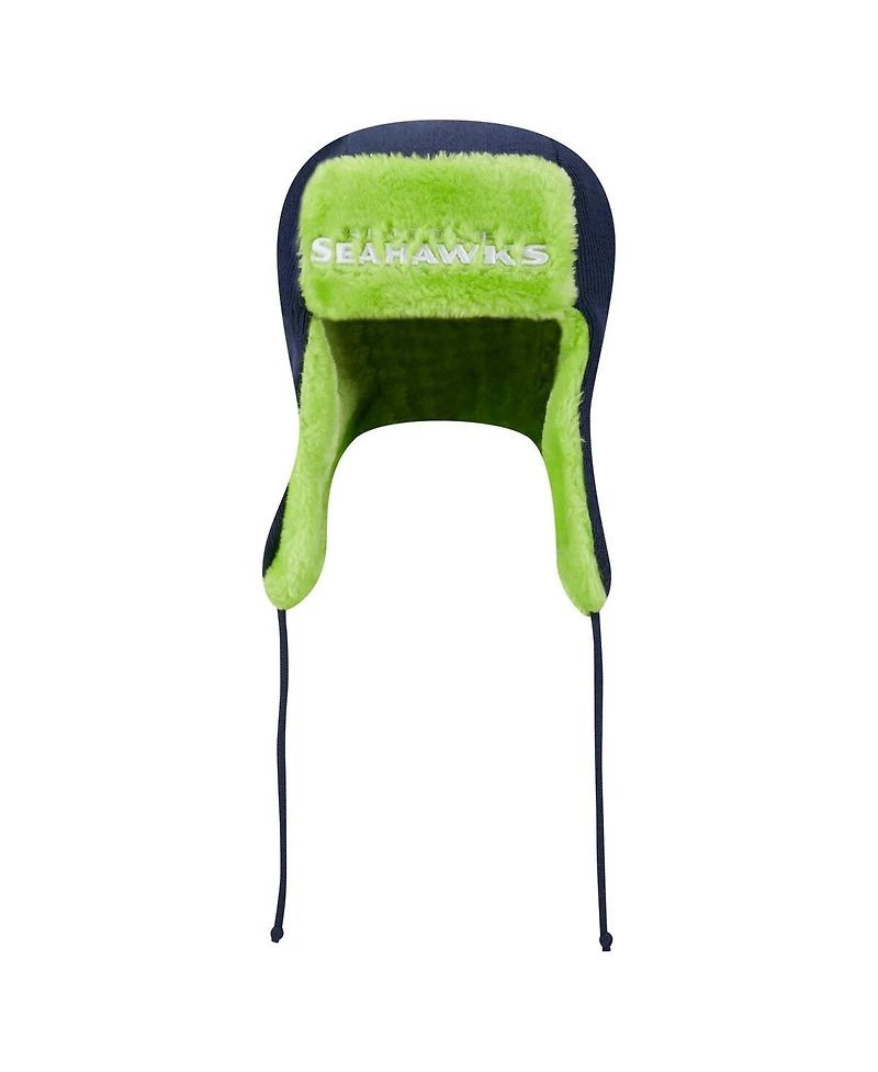 New Era Men's College Navy Seattle Seahawks Helmet Head Trapper Knit Hat