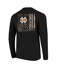 Image One Men's Black Notre Dame Fighting Irish Oht Camo Overlay Comfort Colors Long Sleeve T-Shirt