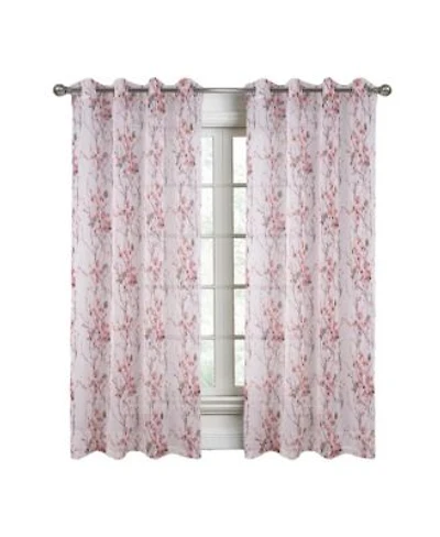 Rt Designers Collection Amelia Printed Doily Grommet Light Filtering Curtain Panels For Bedroom 54 X22 X 90 X22 Rose