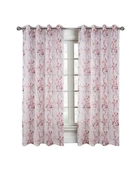 Rt Designers Collection Amelia Printed Doily Grommet Light Filtering Curtain Panels For Bedroom 54 X22 X 90 X22 Rose