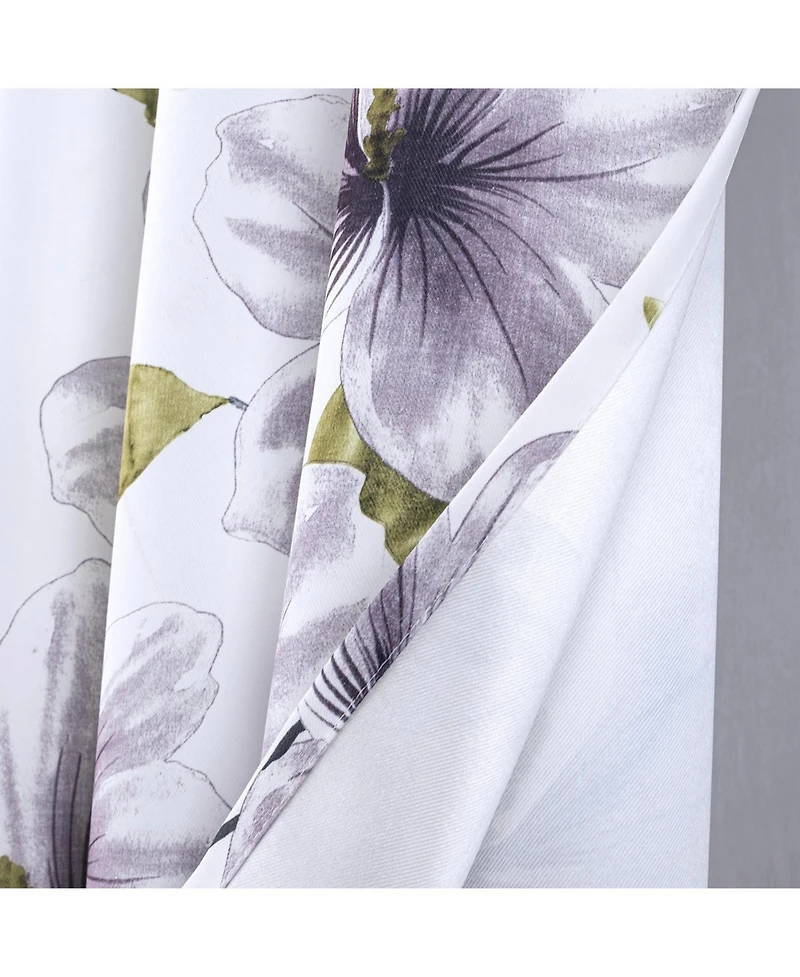 Rt Designer Collection April Printed Blackout Luxurious Decorative Grommet Silver Curtain Panel