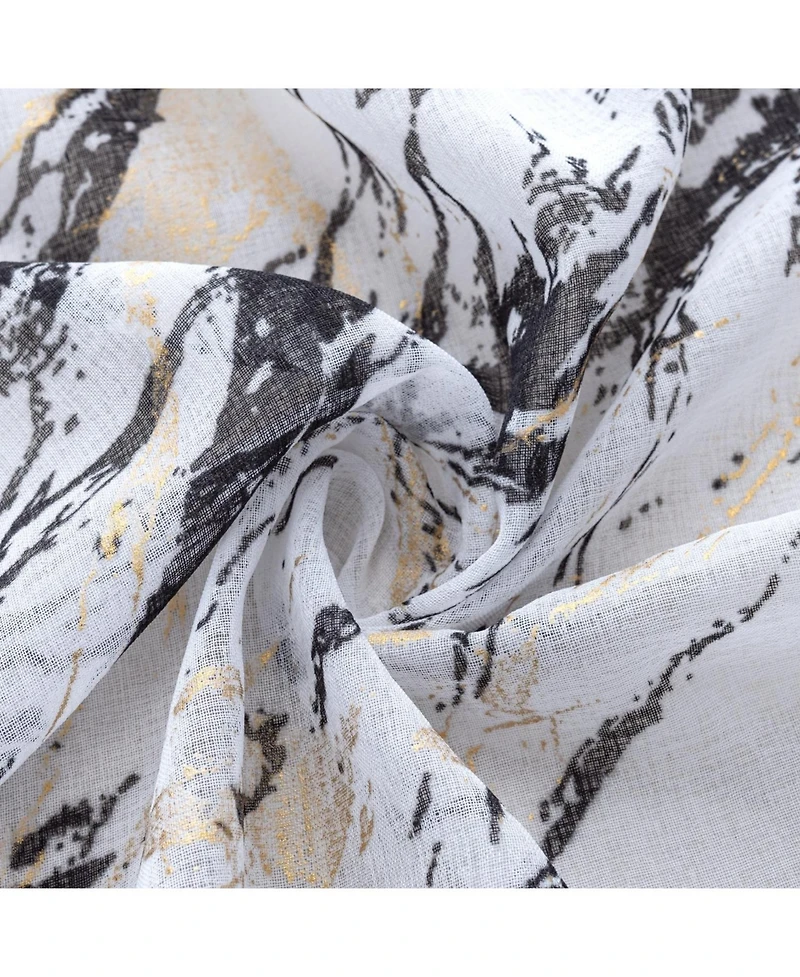 Rt Designers Collection Marble Grommet Metallic Sheer Printed Doily Curtain Panel 54" x 90