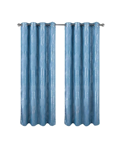 Rt Designer Collection Hailey Halo Foil Blackout Grommet Curtain Panel 52" x 90" Wedgewood